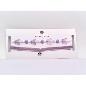 2PCS Kids Pink and White Necklace with Love-shaped Pendant