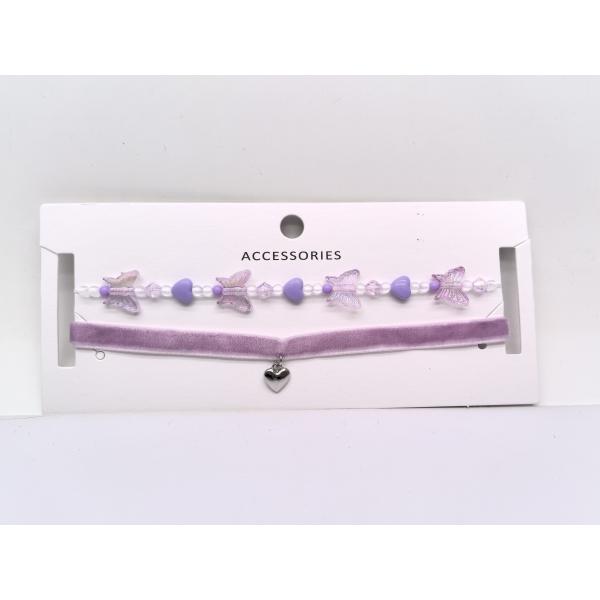 Buy 2PCS Kids Pink and White Necklace with Love-shaped Pendant at wholesale prices