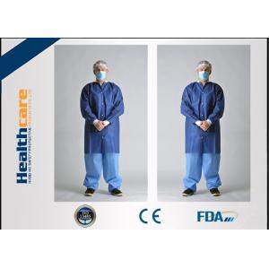 SMS Disposable Lab Coats Dark Blue With Knitted Collar And Knitted Cuff Anti -