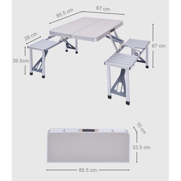 General Portable Space-saving One-piece Camping Table and Chair Set for Outdoor Travel