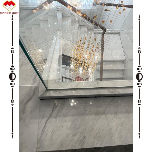 Easy Installation Luxury White Stone Volakas Marble Staircase for Hotel Decoration