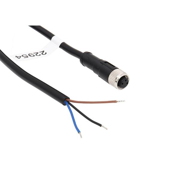 IP67 waterproof straight M8 round metal head cable assemblies with 3 core, 3 contacts circular female for industry