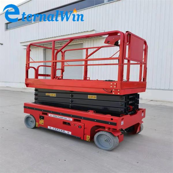 10m Lifting Height 350kg Red Electric Battery Scissor Lift Platform