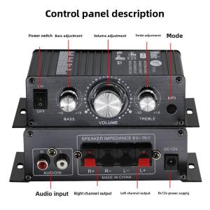 BT-888 Mini 12V Home Amplifier 20W+20W BT Wireless Small Metal Hot-Selling for