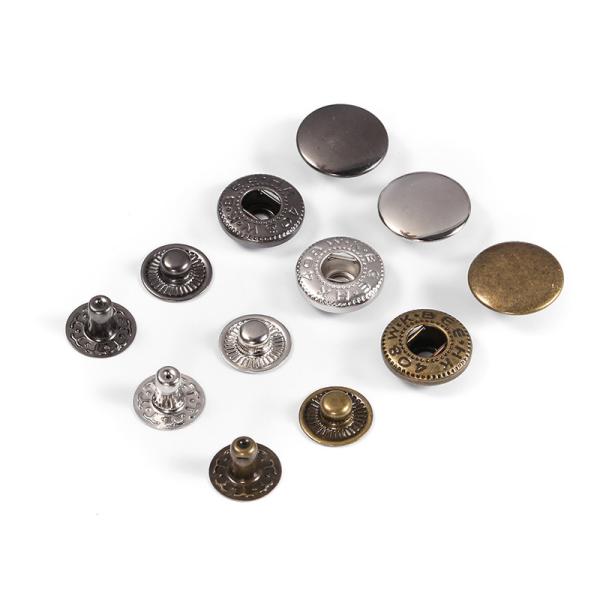 Custom 15mm 12.5mm stainless Steel Classic Four Parts metal Spring Ring Snap Button