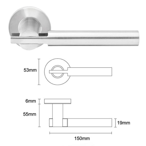 EN1634 Fire Door handle Grade 3 Stainless Steel Door Handle For Interior and Exterior Doors