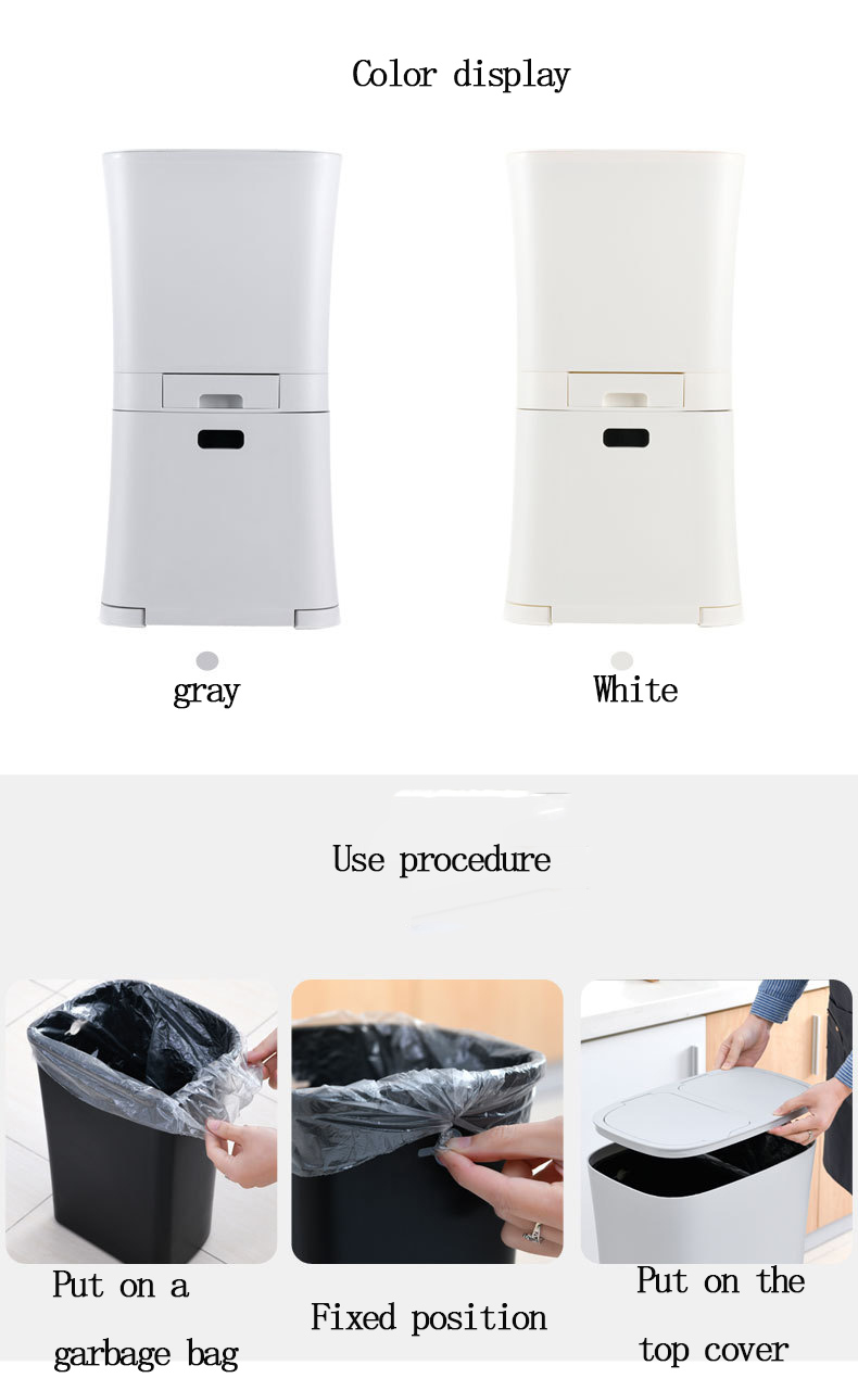 18L/36L Custom Recycling Double Bucket Three Compartments Sorted Trash Bin