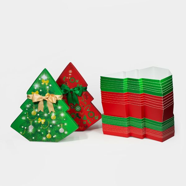 Christmas Tree Shape Rigid Packaging Box OEM And ODM One-stop Service Lid And Base Box Custom Printed Rigid Packaging Box Options