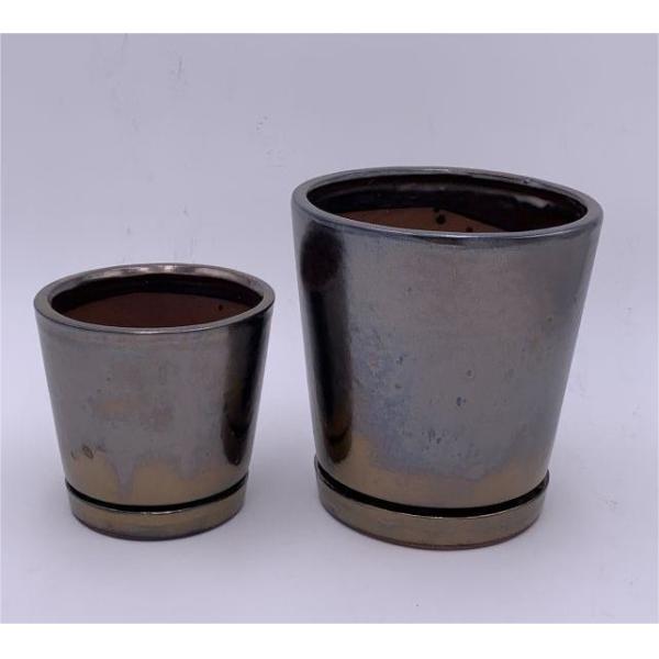 Buy Square Ceramic Indoor Pots 5 Inch And 7 Inch With Saucer Glazed at wholesale prices