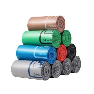 Recycled Materials PE Plastic Star Seal Trash Bags On Roll For Eco Friendly