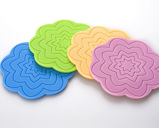Beautiful Flower Shaped Silicone Tea Coffee Cup Coaster/Red Wine Glass Coaster