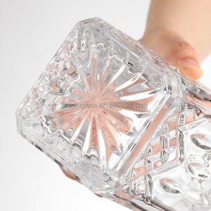 Beverage Industrial Luxury Emboss Square Whisky Glass Bottles with Sophisticated