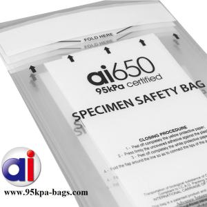 China Plastic 95kPa Specimen Transport Bags Biological Hazard Bags Pressure Resistant on sale