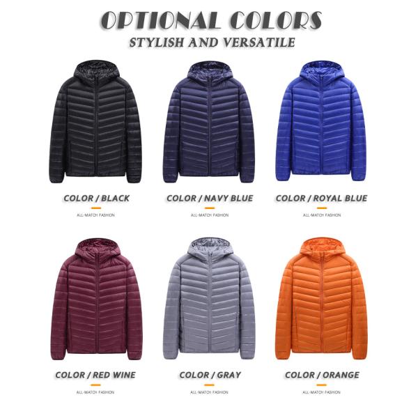 New men's white duck down anti-drilling velvet lightweight hooded casual warm winter down coat or jacket with storage bag