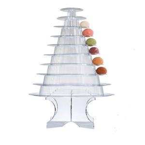 Quality Clear Black 10 Tier Macaron Pyramid Tower Macaron Display Stand for sale