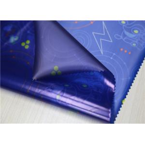 Blue Printed Synthetic Leather Fabric , Durable Artificial Leather Fabric