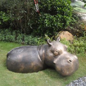 Quality Bronze Hippo Large Garden Animal Sculptures Modern Cast Copper Brass for sale