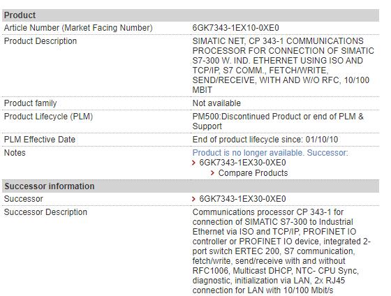 6GK7343-1EX10-0XE0 6GK7 343-1EX10-0XE0 Siemens Communications Processor - Ethernet