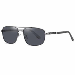 Classic Retro Rectangular Metal Sunglasses Polarized Shatterproof