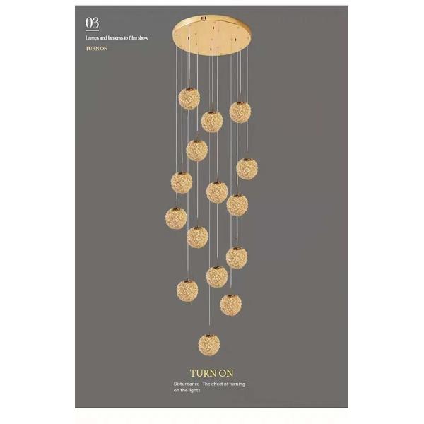 Modern Crystal Lychee Lamp Luxury Villa Duplex Staircase Lighting For Raised Living Room And Bedroom