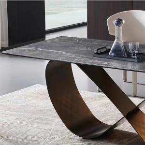 Sinuous Marble Ceramic Extending Dining Table , Architectural Glass Dining Table