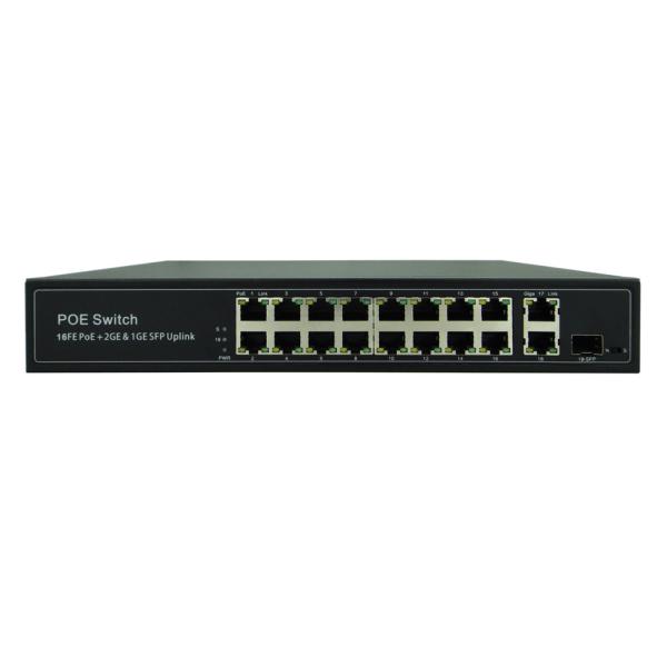Latest POE-S2116GFB 16x100Mbps PoE + 2xGigabit Uplink IEEE802.3af/at PoE Switch