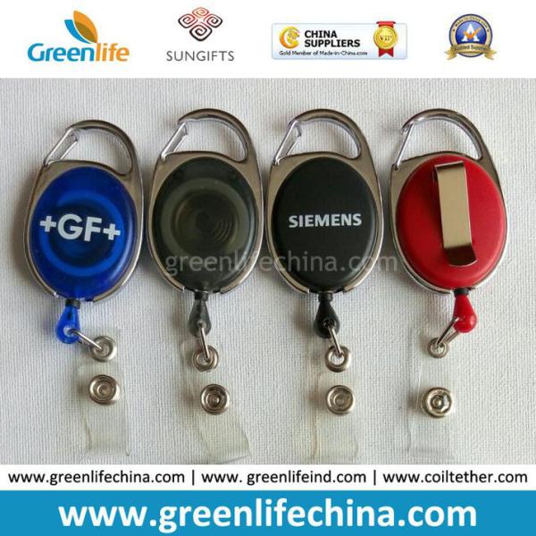 Buy Customized Silk Screen Printing Oval Carabiner Strong Badge Reel Holder at wholesale prices