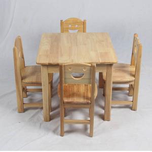 Wood Kindergarten Classroom Furniture Tables With Safety Rounded Edge