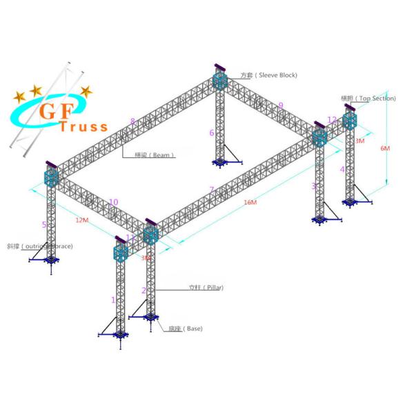 Buy 390*390mm 6061 Aluminum Spigot Truss For Show Concert at wholesale prices