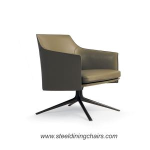 Ss Office Black Real Leather Swivel Base 74cm 97cm Single Seater Couch