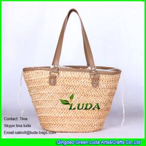 LUDA fashion women handbags drawstring string totes corn husk straw beach bag