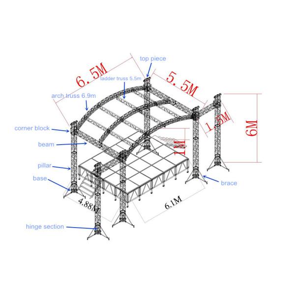 Professional 6082- T6 Aluminum Square Truss With Curved Tent Series