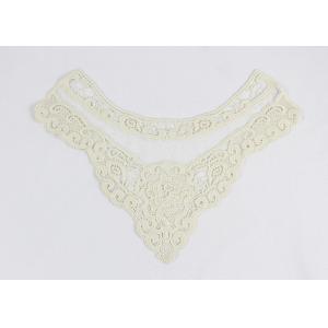 China Off White Guipure Floral Rose Lace Neck Collar Applique With Cotton And Nylon Mesh on sale