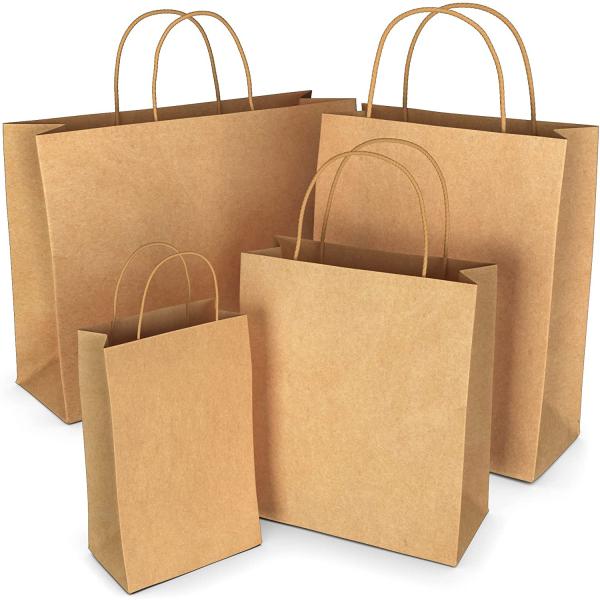 Buy Biodegradable Kraft Paper Coffee Bags Party Bags With Handles 150gsm at wholesale prices