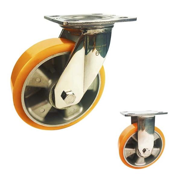 Buy Orange 5 Inch 660lbs Loading Stainless Steel Casters Wearable at wholesale prices