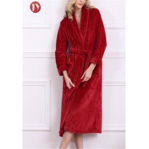 Luxury Flannel Fleece Robe Long Sleeve Nightwear Heated Bathrobe Nightdress