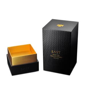 Empty Black Cardboard Cosmetic Packaging Perfume Box Customized Logo