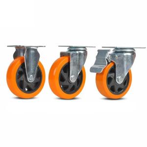 PU Wheel Industrial Caster Swivel Plate with Side Brake 4"/5"/6"/8" Heavy Duty