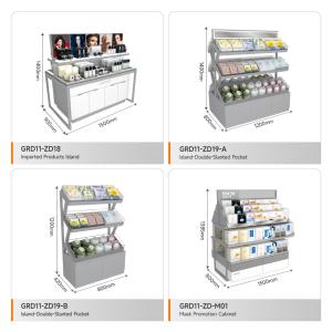 Retail Store Cabinet Grey Wooden Island Cabinet For Branded Shop Cabinet Space