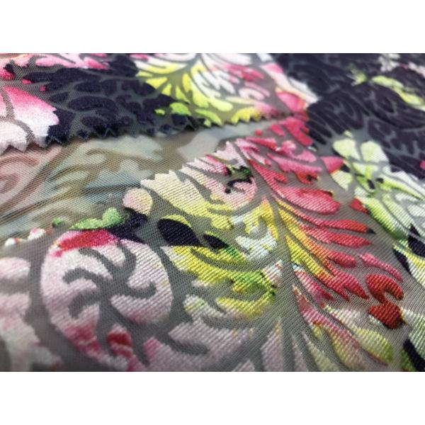 2 Tone Burnt Out Micro Velvet Fabric For Lady'S Dress Pink Rose 190GSM 94% Polyester