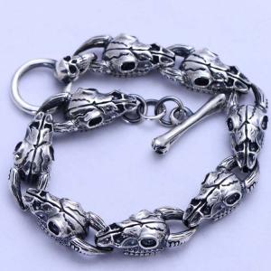 925 Sterling Silver Sheep Skull Retro Men Bangle Bracelet (XH056067W)