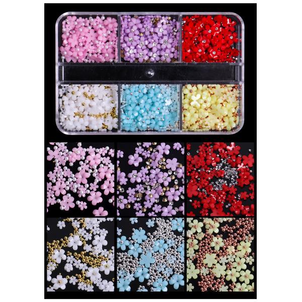 3D Resin Candy Color Nail Decoration Flower With Rhinestone for Nail Salon and Plastic