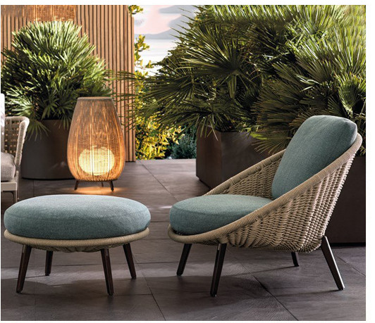 Modern Leisure Rattan back All Weather Outdoor Sofa Chair Patio Garden Furniture Handmade Wicker Sofa