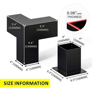 China 4x 4 Pergola Brackets, Steel 3-Way Flat Angle Corner Bracket, Heavy Duty Black Powder Coated Pergola Kit for Gazebo 4x on sale