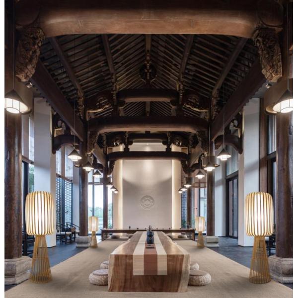 Bamboo Weaving Rattan Floor Lamp For Residential Teahouse Living Room