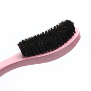Pink Curved Smoothing Hair Brush Boar Bristle 360 Wave Brush