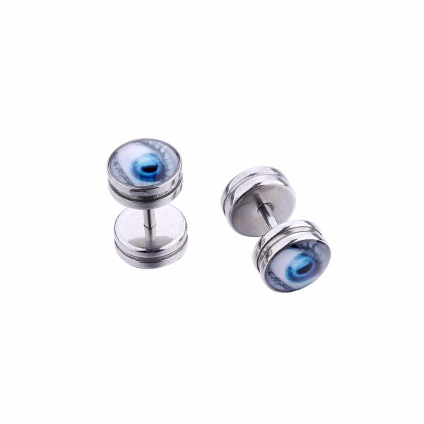 Custom blue eye round stud earrings cool stud earrings for boys