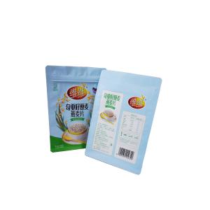 Custom Security Packaging Flat Bottom Pouch With Window Oatmeal Powder