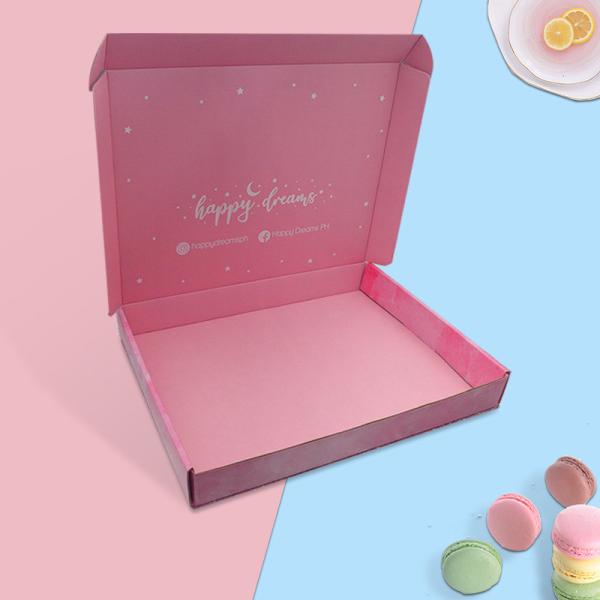 Customizable Pink Gold Hot Stamp Logo Clothes Cardboard Mail Box Cardboard Packaging Boxes