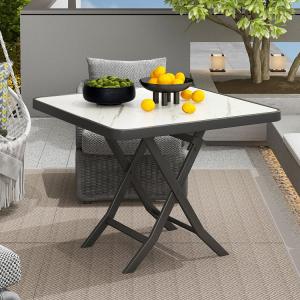 Metal Iron Foldable Coffee Dining Table for Outdoor Camping Cafe Balcony Garden